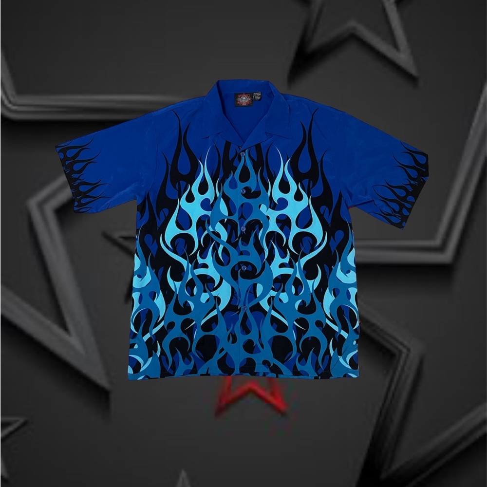 Vintage Dragon Fly Blue flame button up ☆彡